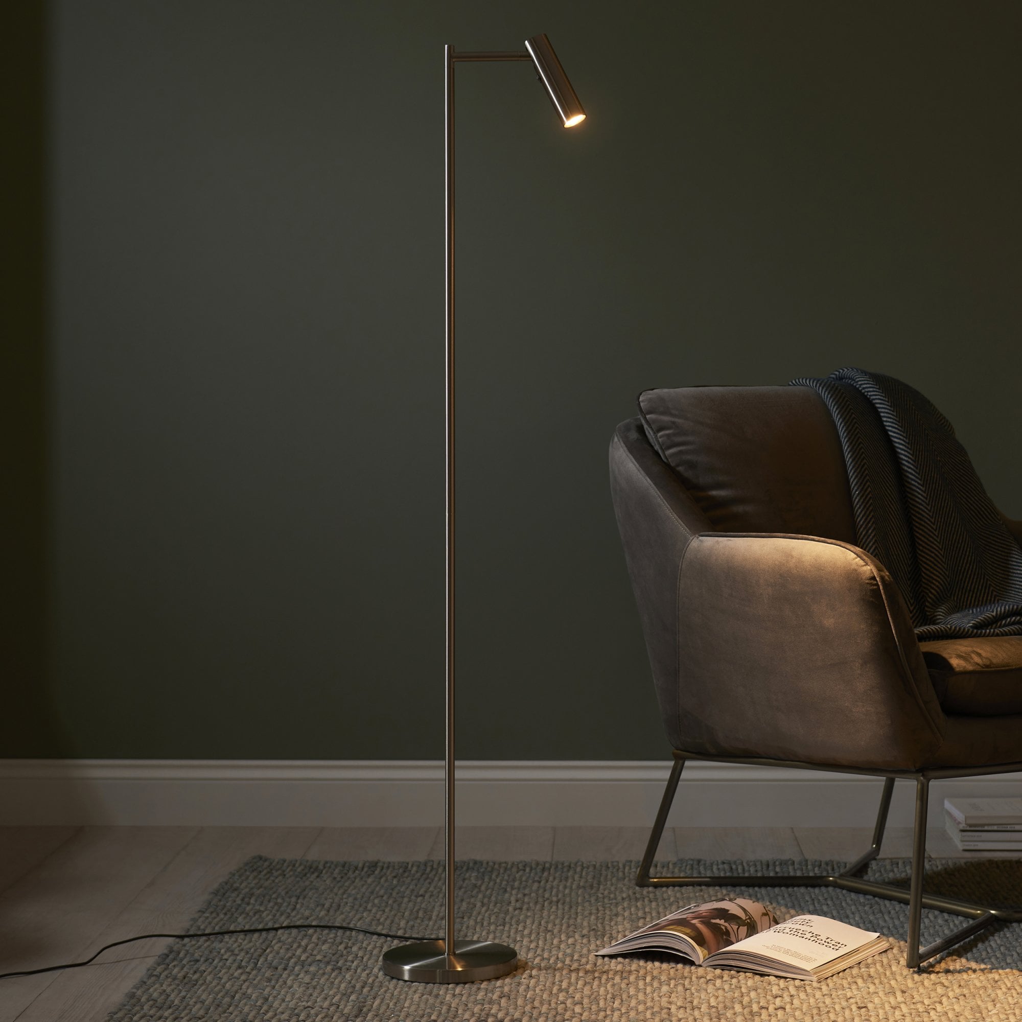98116 Dedicated Reader 1 Light LED Floor Lamp Satin Nickel Plate