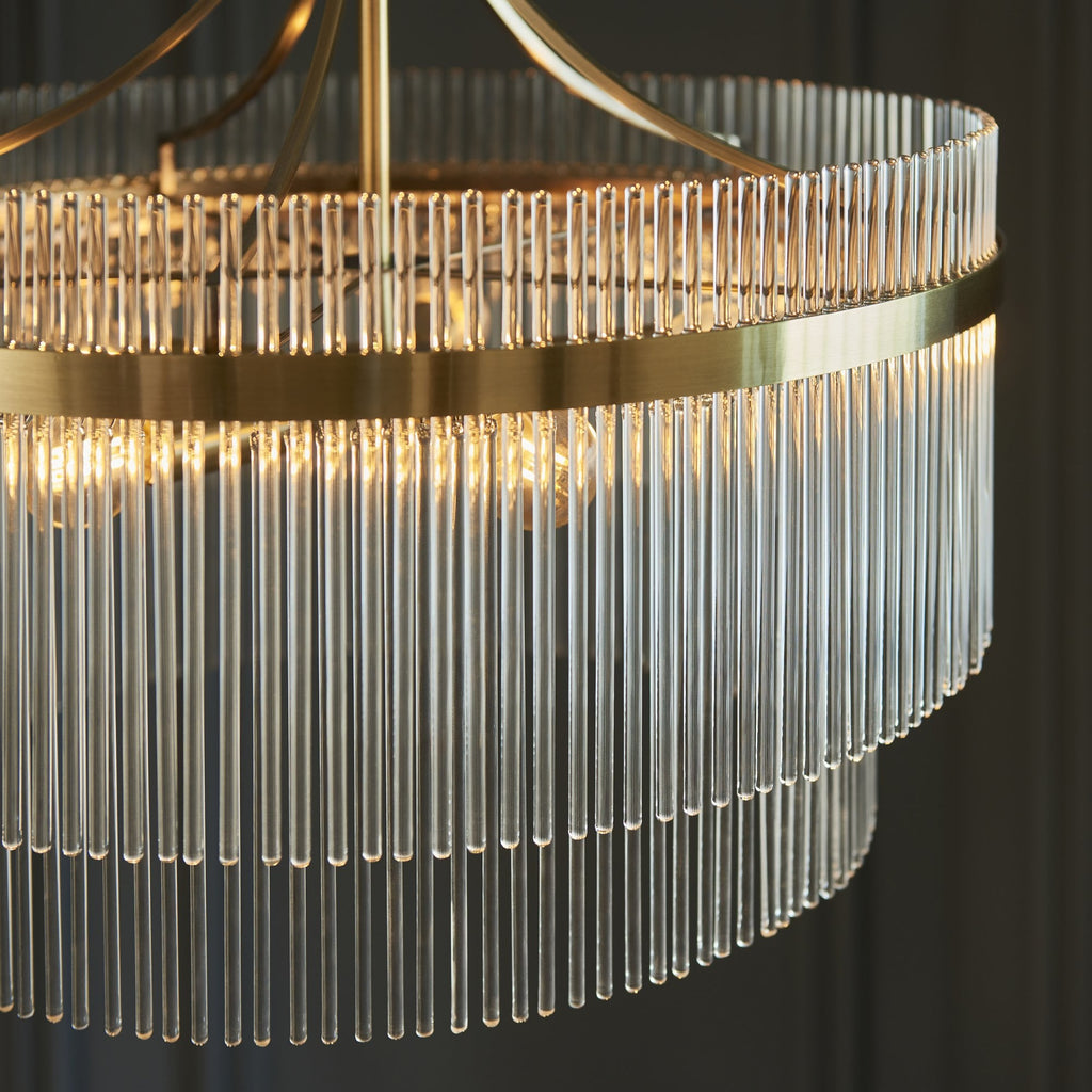 99166 Endon Marietta 5 Light Pendant — Antique Brass & Clear Glass