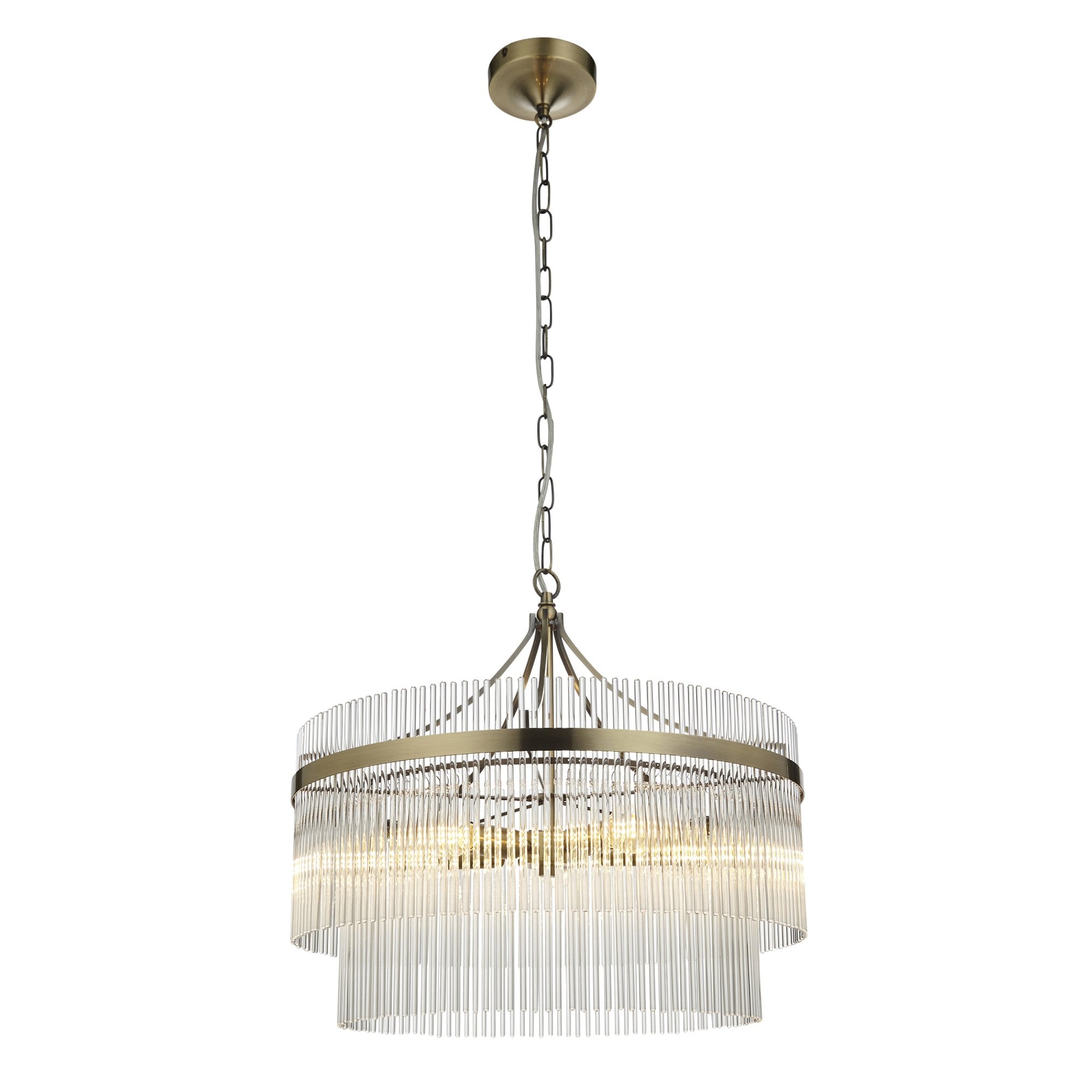 99166 Marietta 5 Light Pendant Antique Brass Plate And Clear Glass