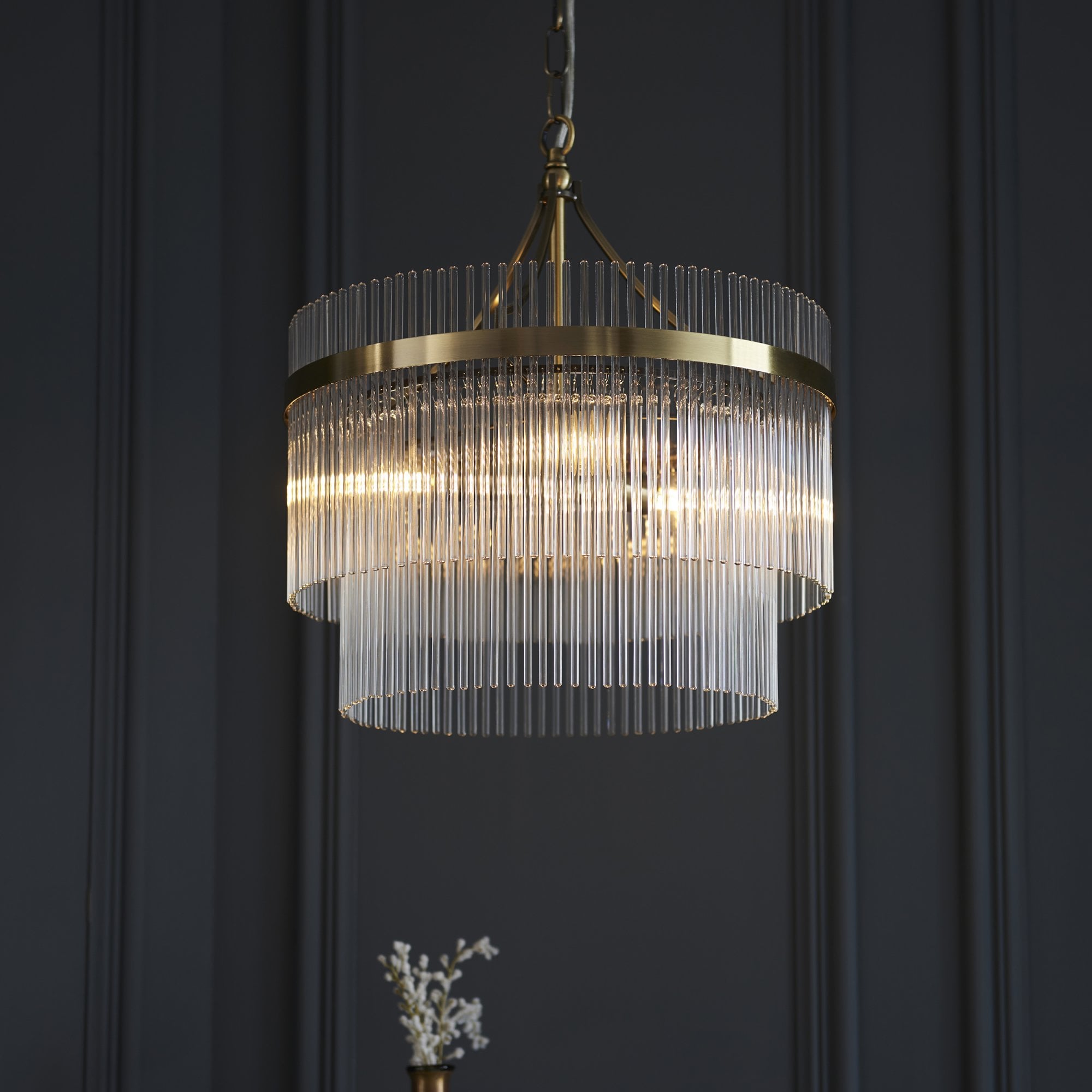 99167 Marietta 3 Light Pendant Antique Brass Plate And Clear Glass
