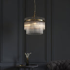 99167 Endon Marietta 3 Light Pendant — Antique Brass & Clear Glass
