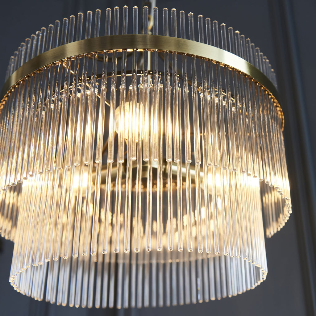 99167 Endon Marietta 3 Light Pendant — Antique Brass & Clear Glass