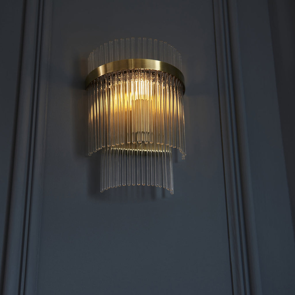 99168 Endon Marietta 1 Light Indoor Wall Light — Antique Brass & Clear Glass