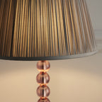 100353 Adelie And Freya 1 Light Table Lamp Blush Crystal Glass And Charcoal Grey Silk