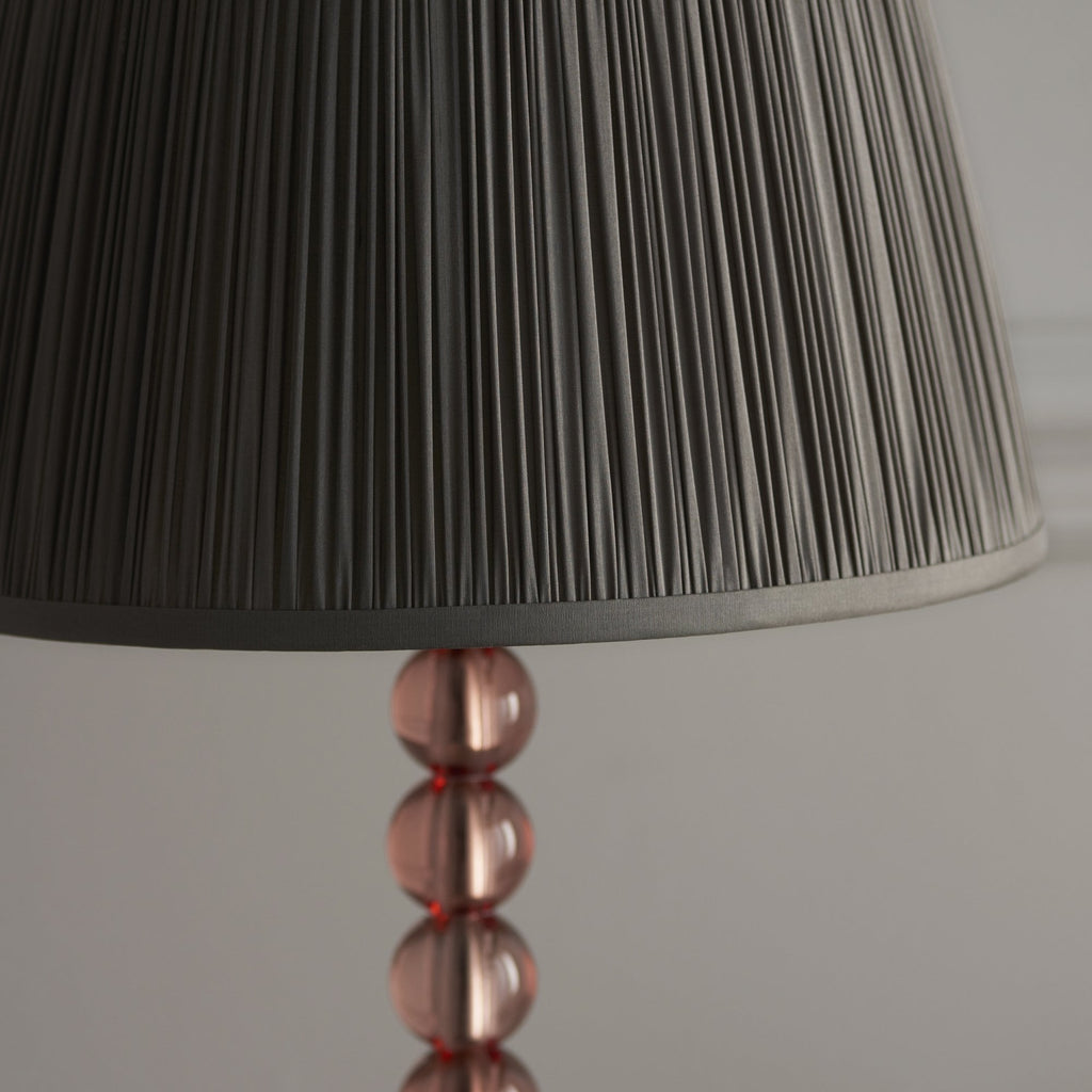 100353 Adelie And Freya 1 Light Table Lamp Blush Crystal Glass And Charcoal Grey Silk