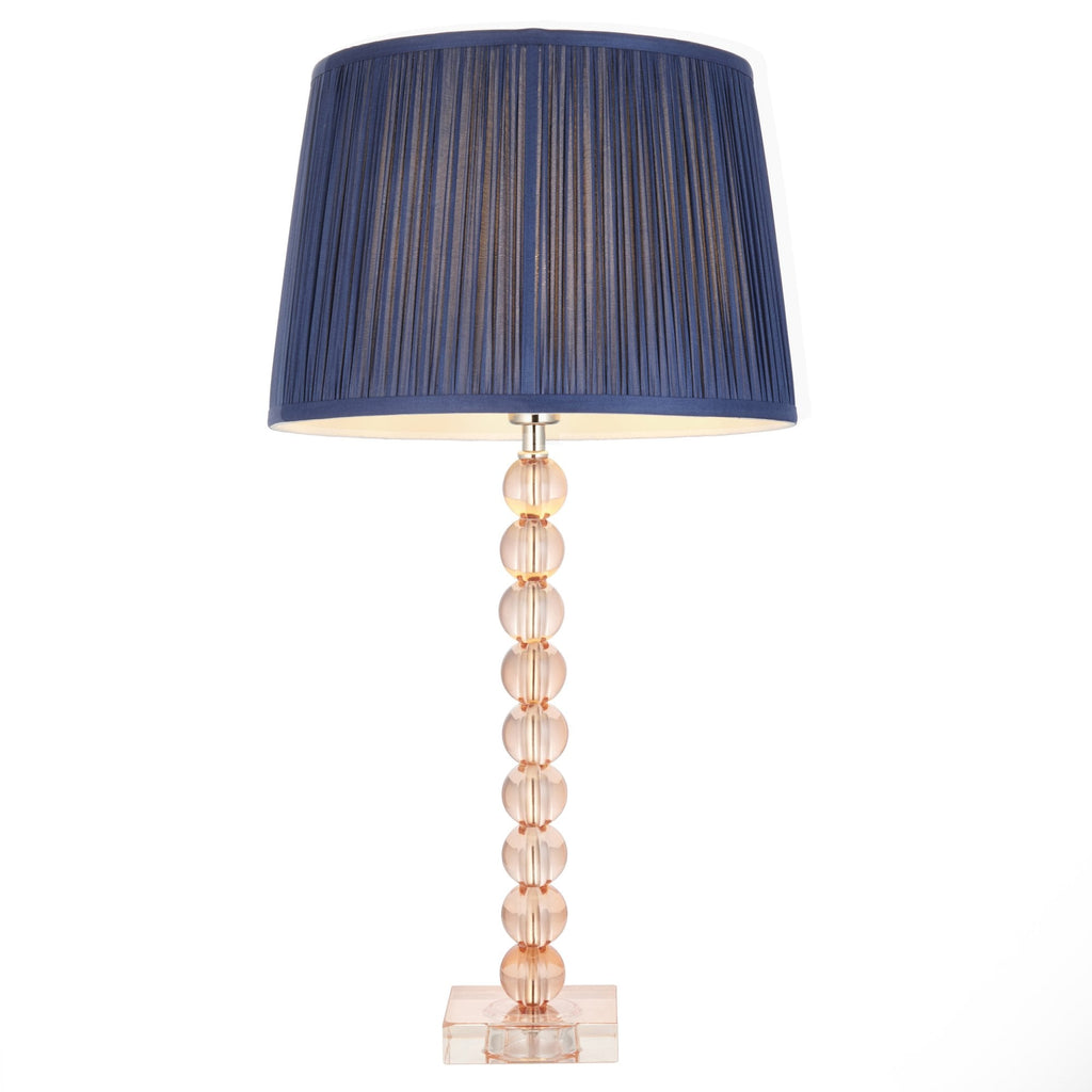 100363 Adelie And Wentworth 1 Light Table Lamp Blush Crystal Glass And Midnight Blue Silk