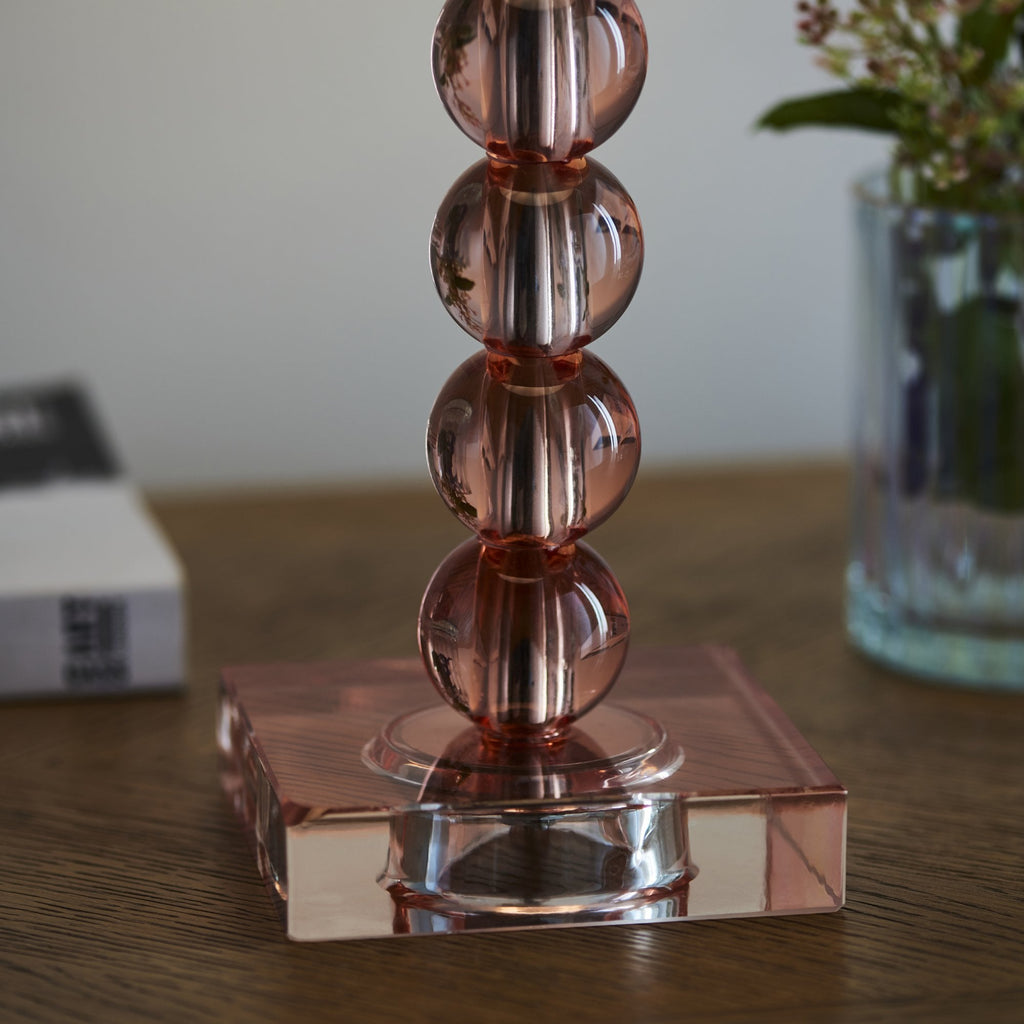 100363 Adelie And Wentworth 1 Light Table Lamp Blush Crystal Glass And Midnight Blue Silk