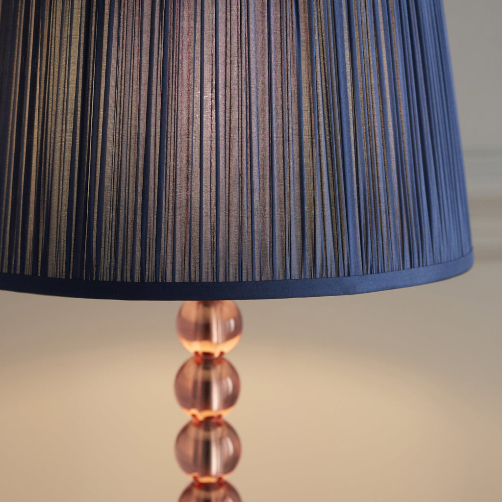 100363 Adelie And Wentworth 1 Light Table Lamp Blush Crystal Glass And Midnight Blue Silk