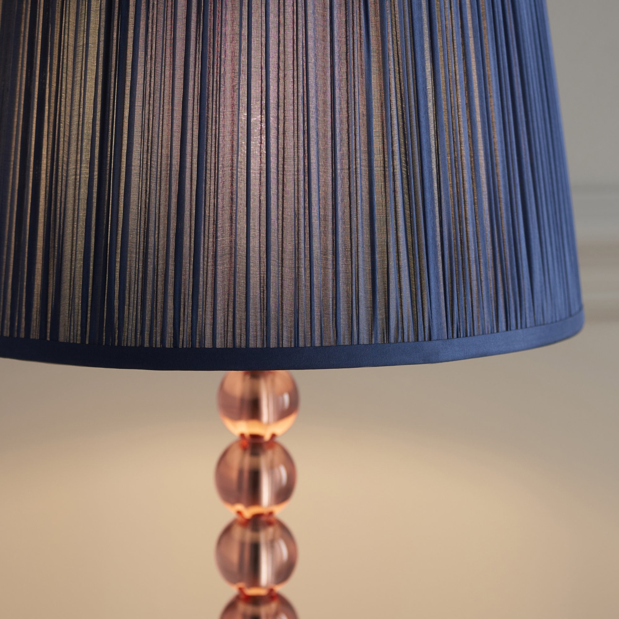 100363 Adelie And Wentworth 1 Light Table Lamp Blush Crystal Glass And Midnight Blue Silk