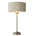 100646 Highclere 1 Light Table Lamp Brushed Chrome Plate And Natural Linen