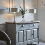 100646 Highclere 1 Light Table Lamp Brushed Chrome Plate And Natural Linen