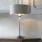 100646 Highclere 1 Light Table Lamp Brushed Chrome Plate And Natural Linen