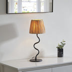 100958 Wriggle 1 Light Table Lamp Matt Black And Natural Raffia