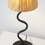100958 Wriggle 1 Light Table Lamp Matt Black And Natural Raffia