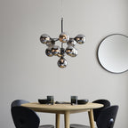 101147 Oscar 11 Light Pendant Black Chrome Plate And Smoked Mirror Glass