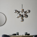 101147 Oscar 11 Light Pendant Black Chrome Plate And Smoked Mirror Glass