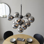 101147 Oscar 11 Light Pendant Black Chrome Plate And Smoked Mirror Glass