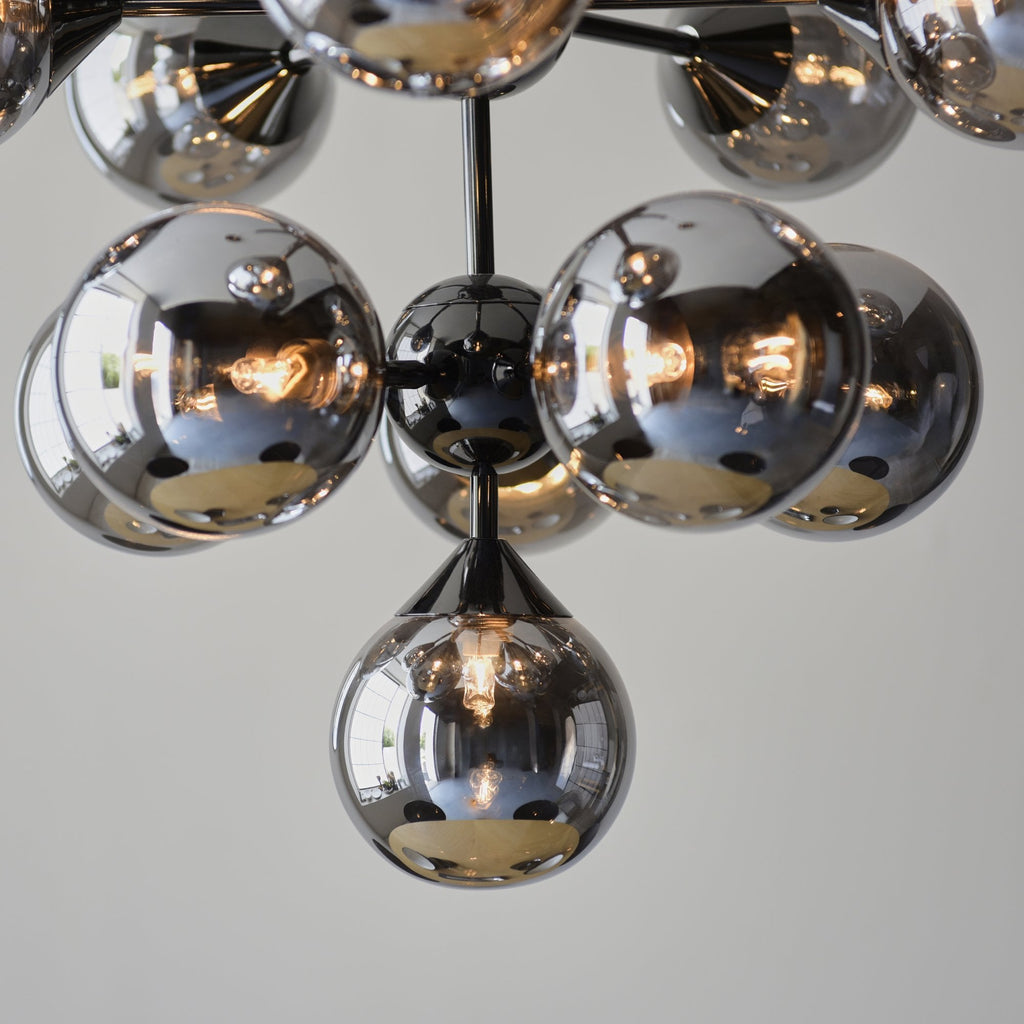 101147 Oscar 11 Light Pendant Black Chrome Plate And Smoked Mirror Glass