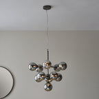 101147 Oscar 11 Light Pendant Black Chrome Plate And Smoked Mirror Glass