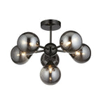 101148 Oscar 6 Light Semi Flush Black Chrome Plate And Smoked Mirror Glass