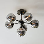 101148 Oscar 6 Light Semi Flush Black Chrome Plate And Smoked Mirror Glass