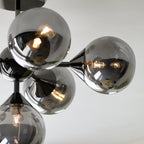 101148 Oscar 6 Light Semi Flush Black Chrome Plate And Smoked Mirror Glass
