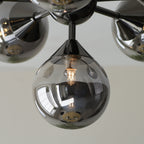 101148 Oscar 6 Light Semi Flush Black Chrome Plate And Smoked Mirror Glass