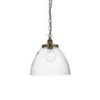 102926 Hansen Grand 1 Light Pendant Antique Brass Plate And Clear Glass