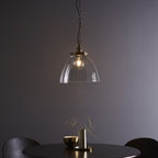 102926 Hansen Grand 1 Light Pendant Antique Brass Plate And Clear Glass
