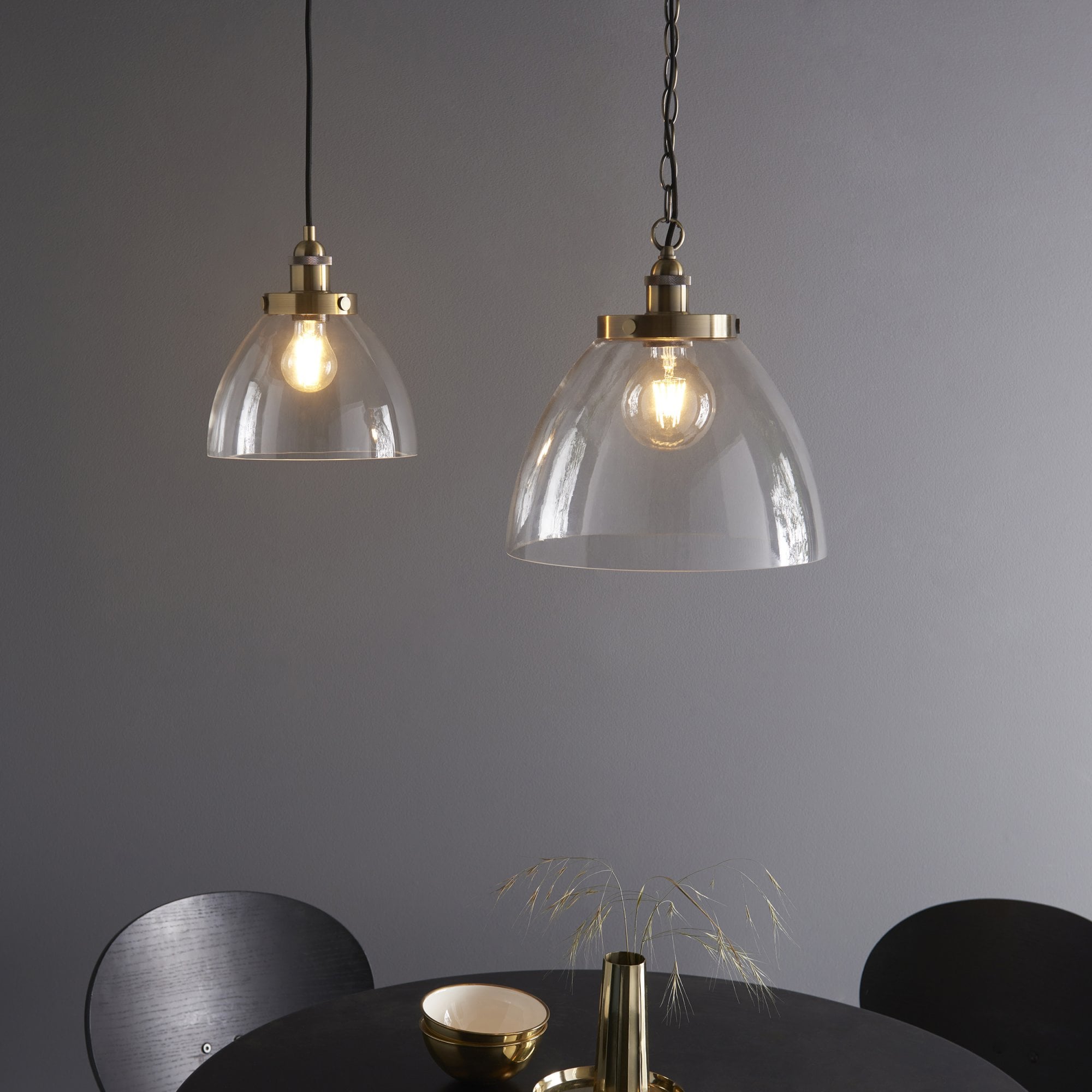 102926 Hansen Grand 1 Light Pendant Antique Brass Plate And Clear Glass