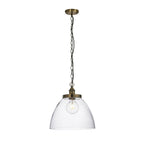 102926 Hansen Grand 1 Light Pendant Antique Brass Plate And Clear Glass