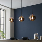 102929 Boli 3 Light Pendant Copper Mirrored Glass And Matt Black Paint