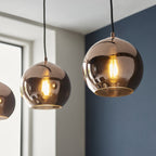 102929 Boli 3 Light Pendant Copper Mirrored Glass And Matt Black Paint