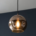 102929 Boli 3 Light Pendant Copper Mirrored Glass And Matt Black Paint