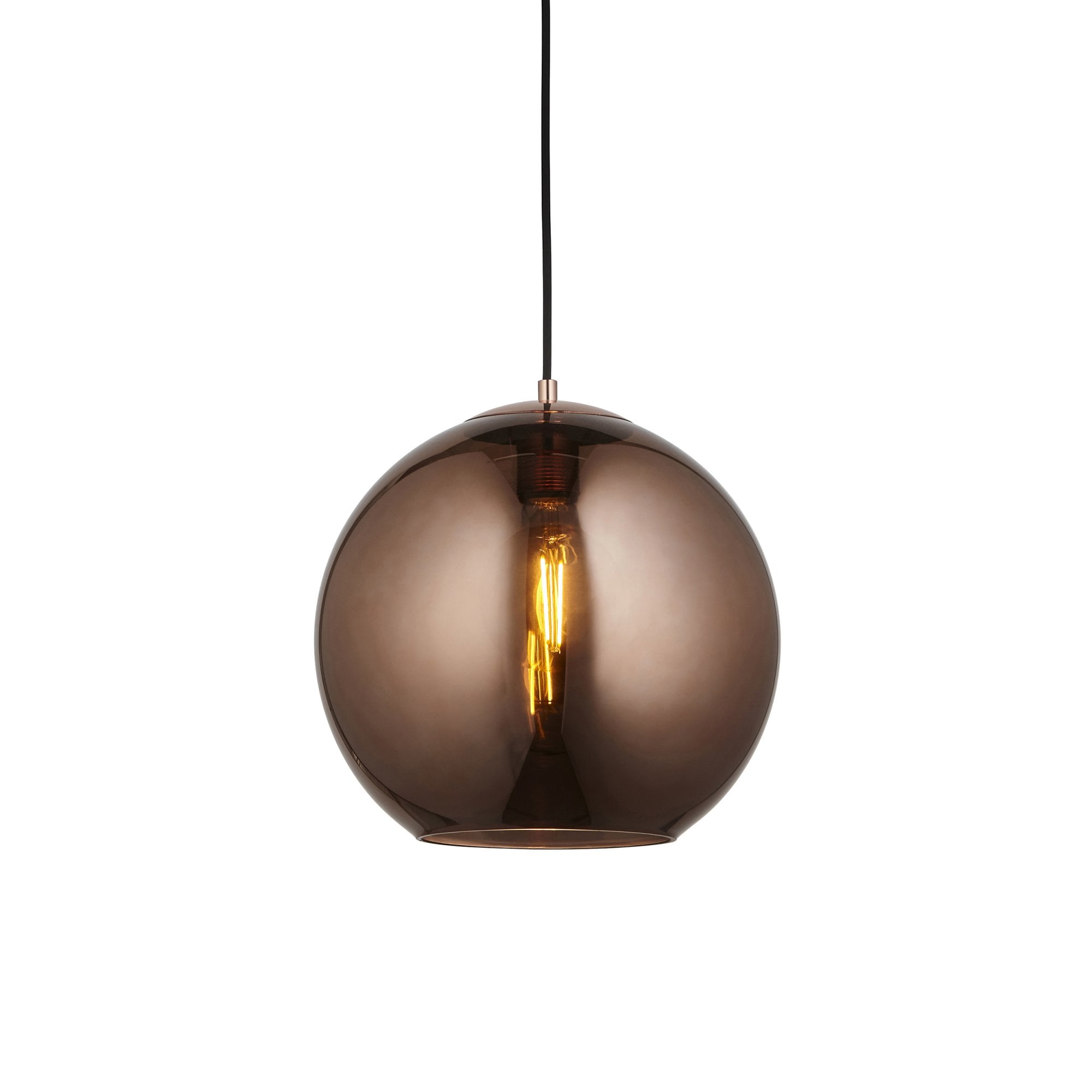102930 Boli 1 Light Pendant Copper Mirrored Glass And Matt Black Paint