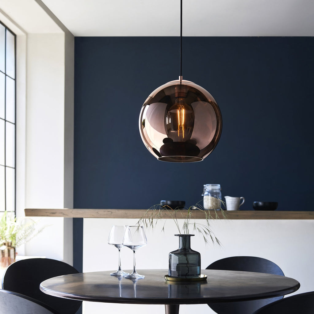 102930 Boli 1 Light Pendant Copper Mirrored Glass And Matt Black Paint