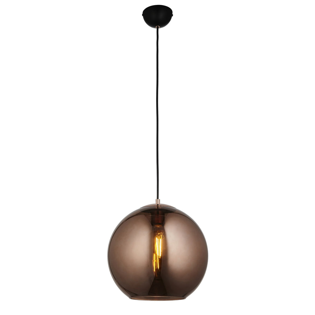 102930 Boli 1 Light Pendant Copper Mirrored Glass And Matt Black Paint