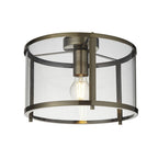 Hopton 1 Light Flush Antique Brass Plate And Clear Glass