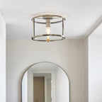 Hopton 1 Light Flush Antique Brass Plate And Clear Glass