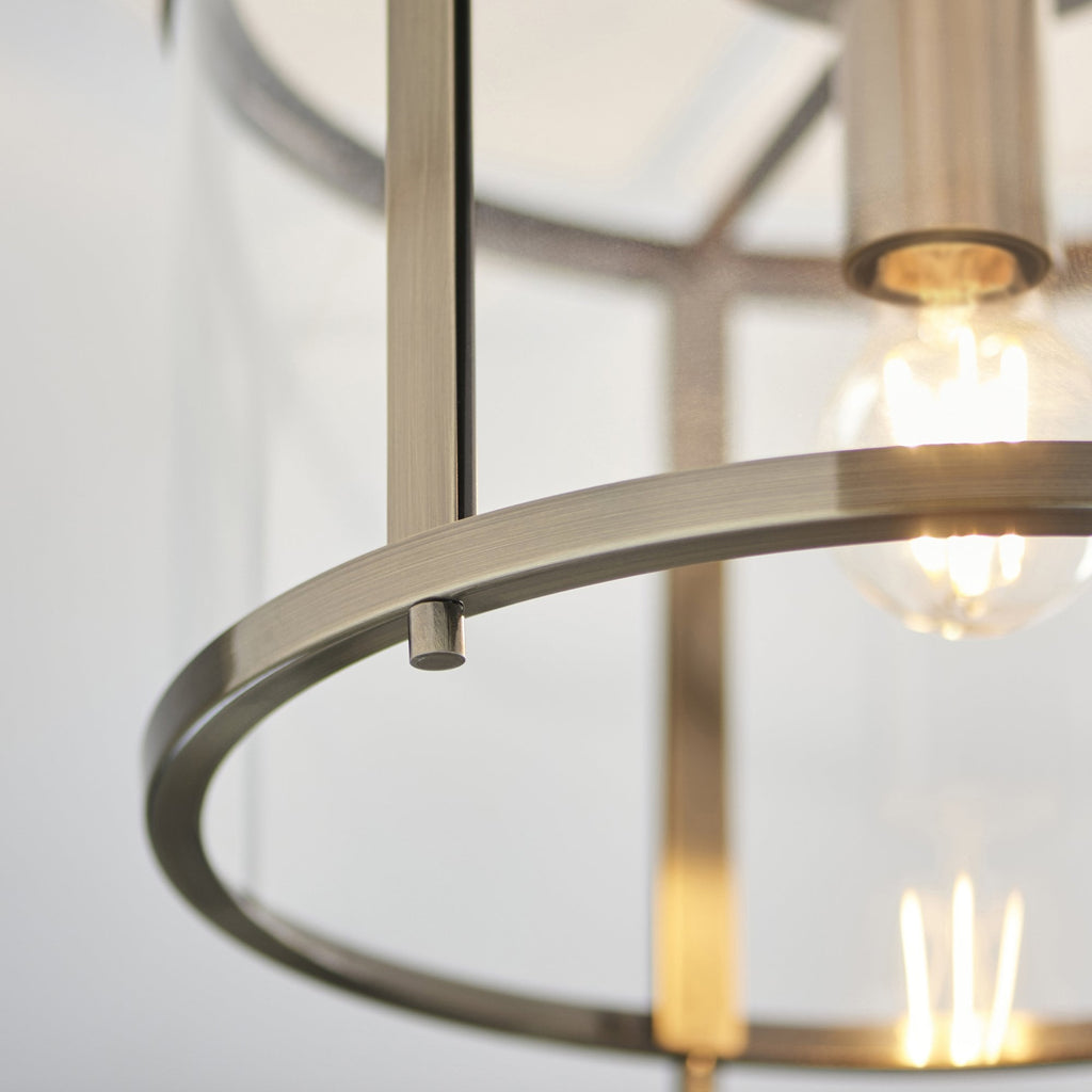 Hopton 1 Light Flush Antique Brass Plate And Clear Glass