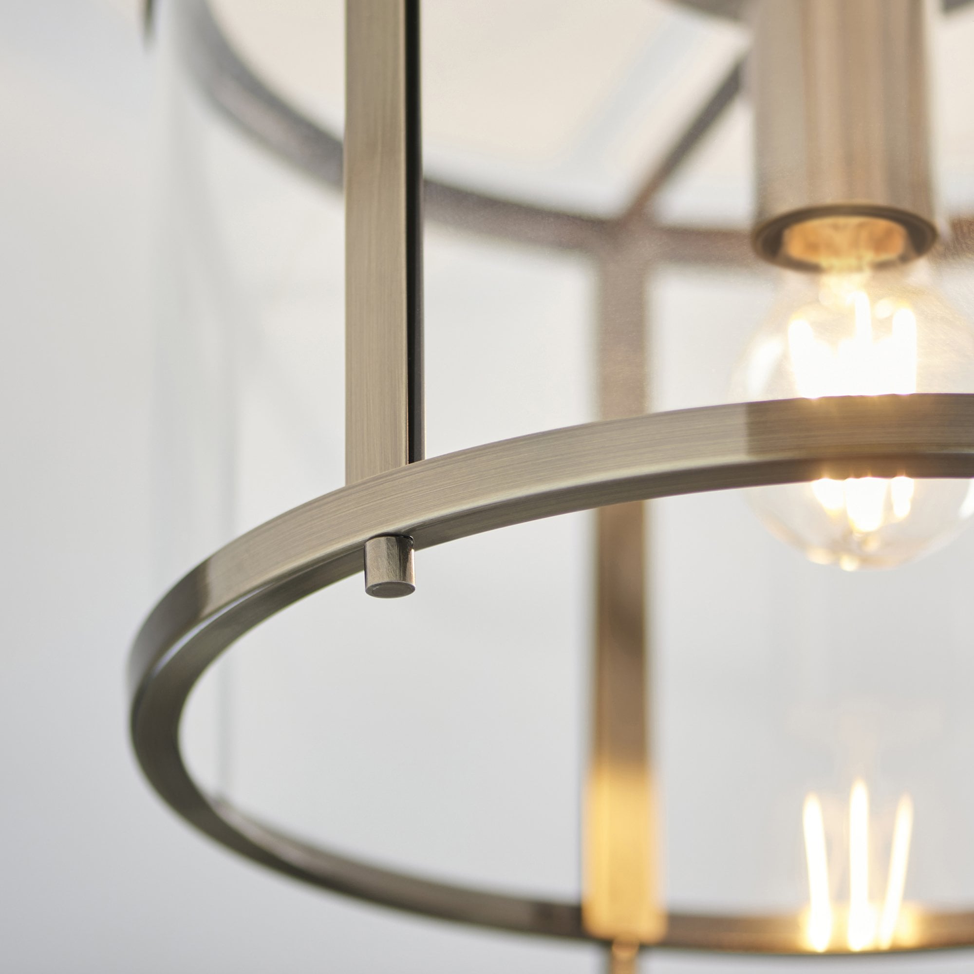 Hopton 1 Light Flush Antique Brass Plate And Clear Glass