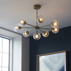 103172 Allegra 8 Light Pendant Antique Brass Plate And Clear Spiral Glass