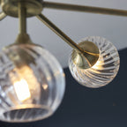 103172 Allegra 8 Light Pendant Antique Brass Plate And Clear Spiral Glass