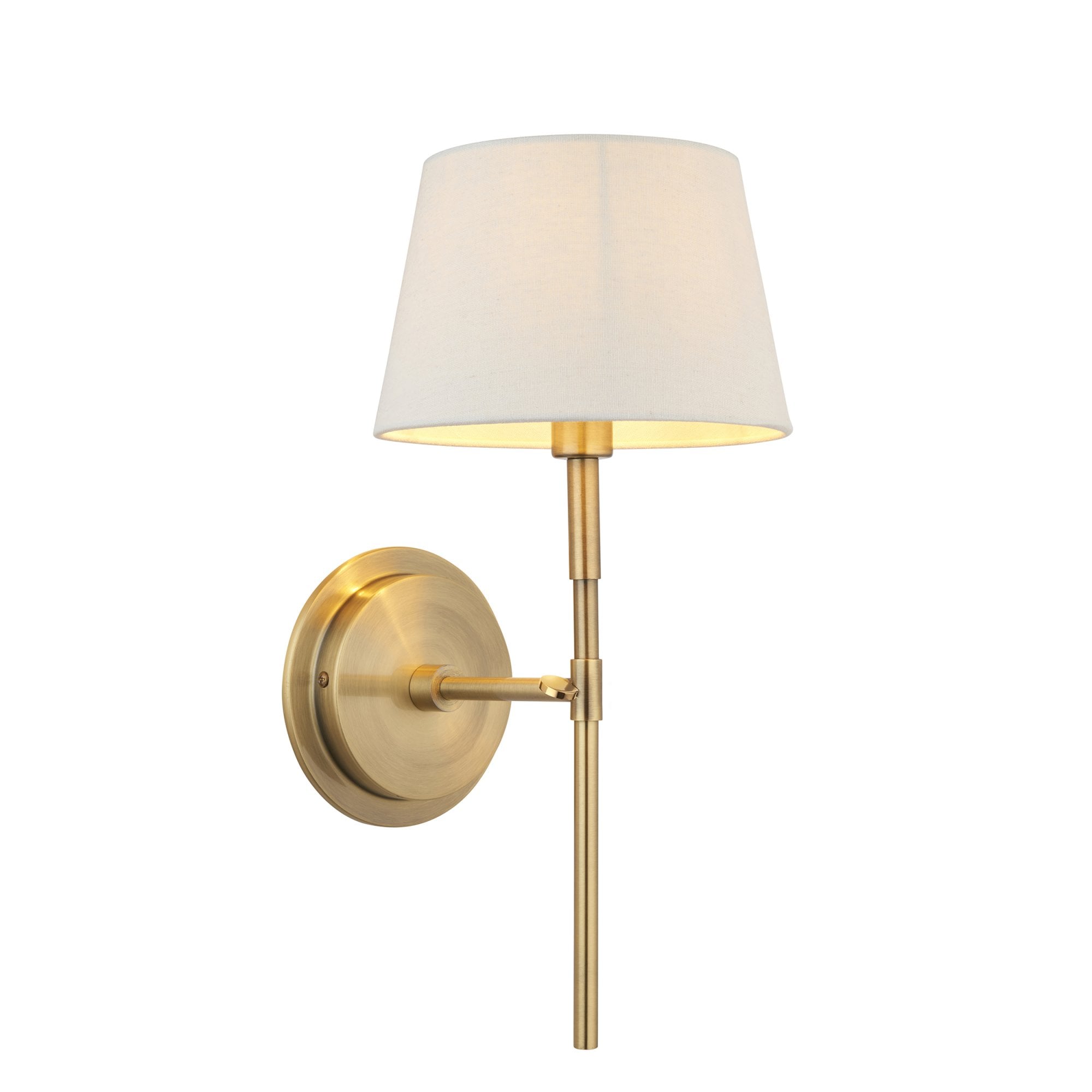 103355 Rennes And Cici 1 Light Wall Antique Brass Plate And Ivory Linen Mix Fabric
