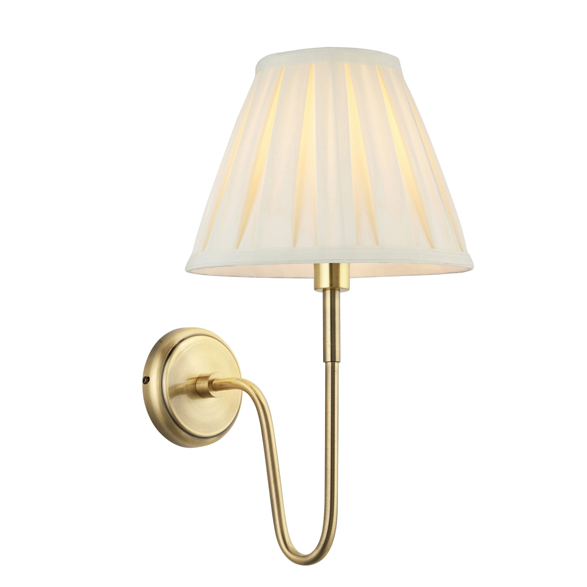 103360 Rouen And Carla 1 Light Wall Antique Brass Plate And Cream Fabric