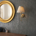 103360 Rouen And Carla 1 Light Wall Antique Brass Plate And Cream Fabric