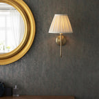 103360 Rouen And Carla 1 Light Wall Antique Brass Plate And Cream Fabric