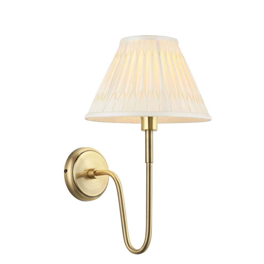 103361 Rouen And Chatsworth 1 Light Wall Antique Brass Plate And Ivory Silk