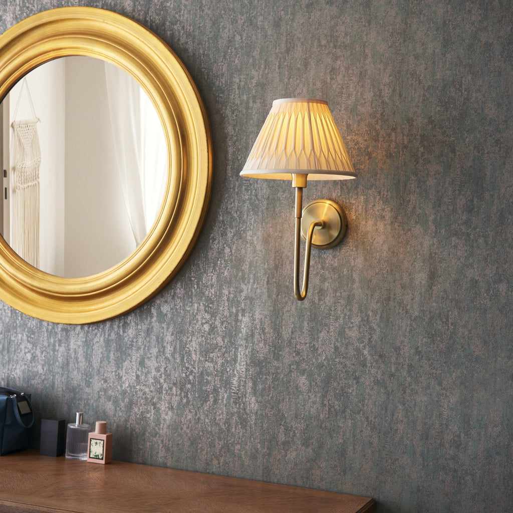 103361 Rouen And Chatsworth 1 Light Wall Antique Brass Plate And Ivory Silk