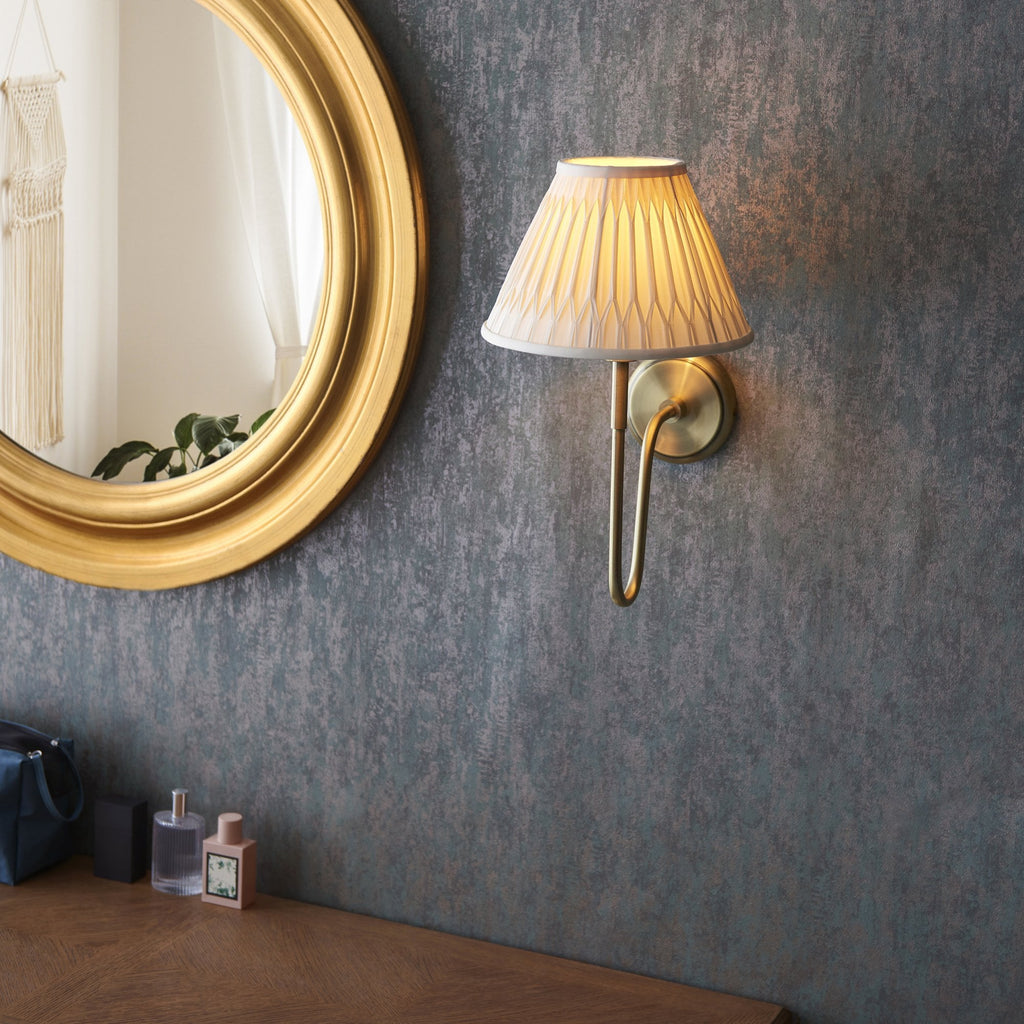 103361 Rouen And Chatsworth 1 Light Wall Antique Brass Plate And Ivory Silk